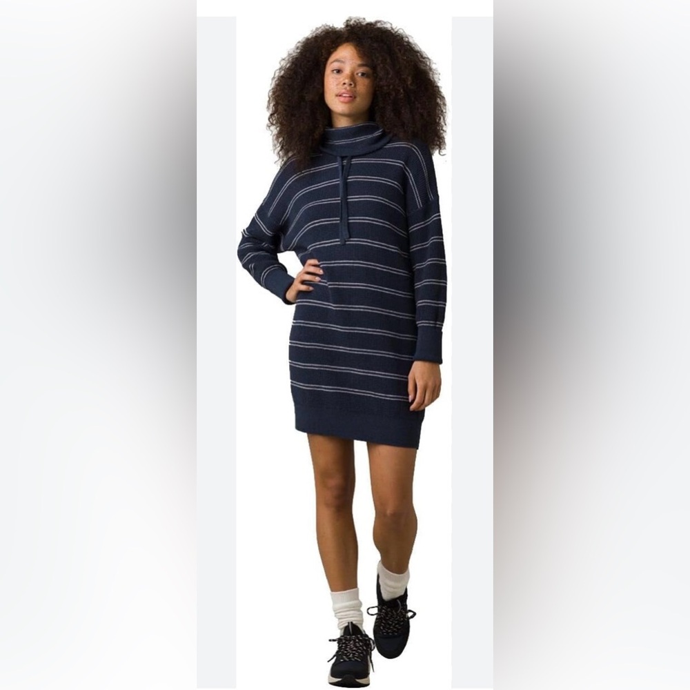 Prana Navy Stripe Milani Long sleeve Dress size XS NWT